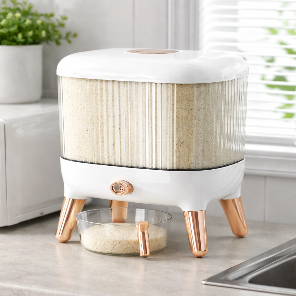 Rice Barrel – Airtight Rice Storage Dispenser with Measuring Drawer