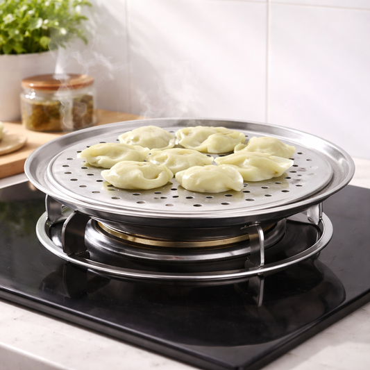 Stainless Steel Steamer Plate – Big Size Heavy-Duty Idli & Dum Cooking Stand