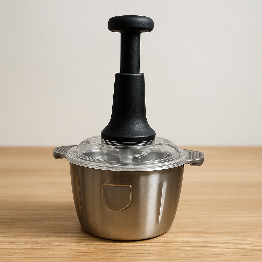 Assorted 2 Litre Premium Push Chopper – Stainless Steel Meat & Vegetable Chopper