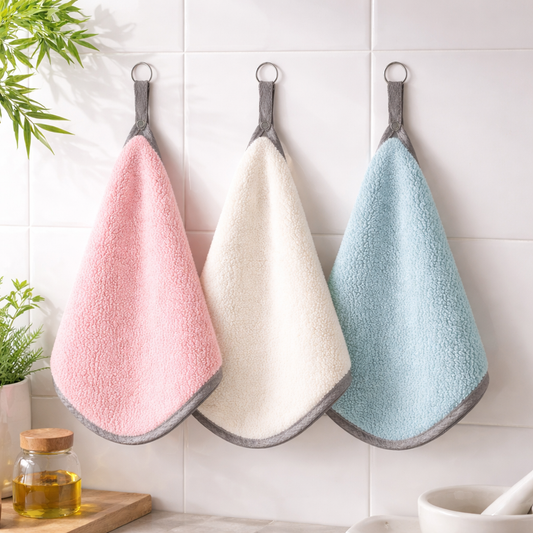 3PCS Kitchen Towel Set – Ultra-Soft Hanging Dish Towels (Assorted Colors)